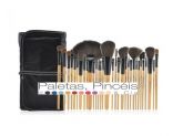 kit 32 pinceis makeup for you - cabo madeira - cerdas sinteticas e naturais