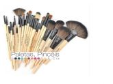 kit 24 pinceis makeup for you - cabo madeira - cerdas sinteticas e naturais