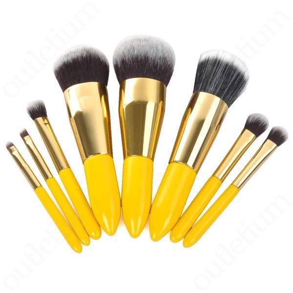 kit com 8 pinceis hd sinteticos - amarelo