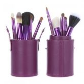 kit com 12 pinceis - com suporte - roxo